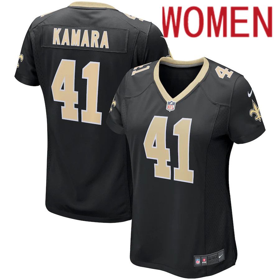 Women New Orleans Saints #41 Alvin Kamara Nike Black Game Player NFL Jersey->women nfl jersey->Women Jersey